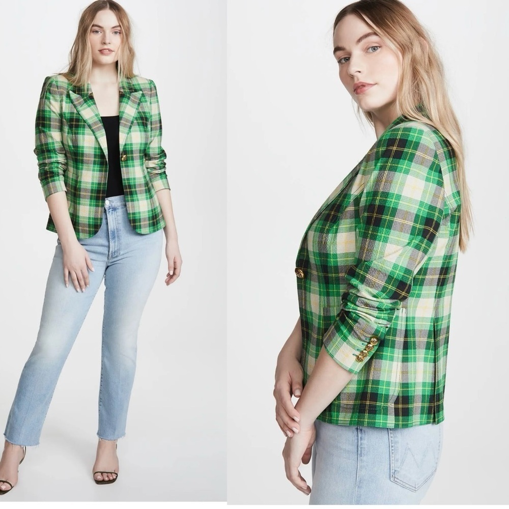 Smythe Green Black Grass Seersucker Plaid Duchess Patch Pocket Blazer Jacket 4